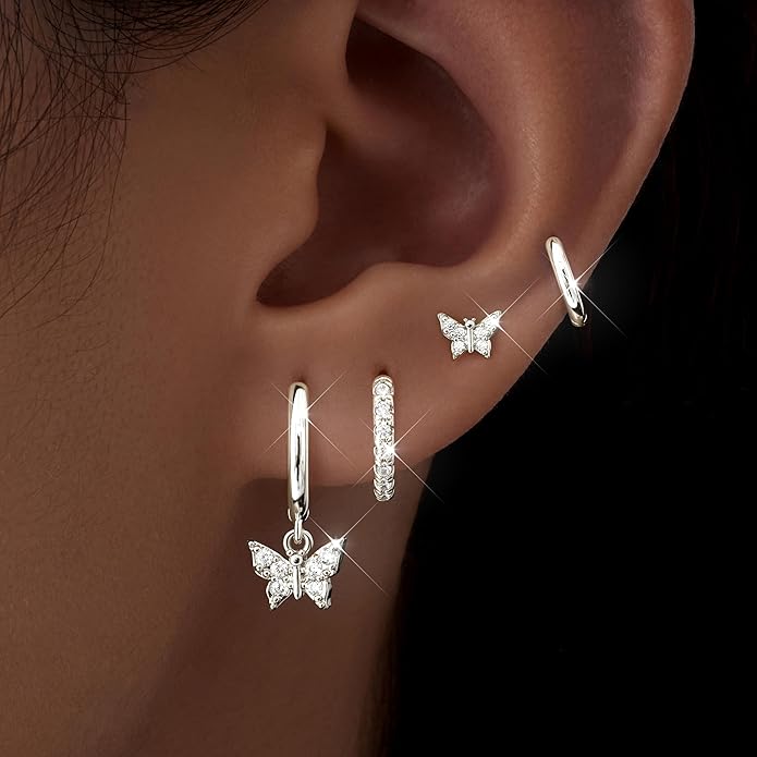Small Gold Huggie Hoop Earrings Set for Women Men Hypoallergenic 14K Plated Stack Cartilage Earrings, Multiple Piercing Lightweight Mini Thin Cute Dainty Trendy Jewelry Set Christmas Gifts for Women