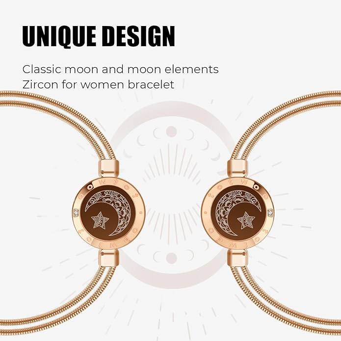 TOTWOO Long Distance Touch Bracelets for Couples, Smart Light & Vibration Love Jewelry, Long Distance Valentines Day Gifts for Him Her Women Men, One-to-One Bluetooth Pairing via App