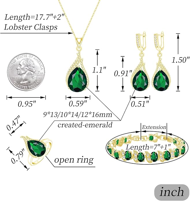 GZWHD Jewelry Set for Women CZ Earrings Necklace Ring Bracelet Set Prom Party Wedding Jewelry Gift for Mother Friend Wife