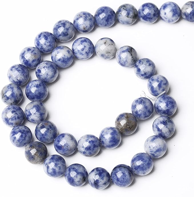 90PCS 4mm Natural Sodalite Beads Round Loose Stone Beads for Jewelry Making DIY Energy Stone Healing Power Bracelet 15" (Blue Sodalite Jaspers Stone, 4mm)