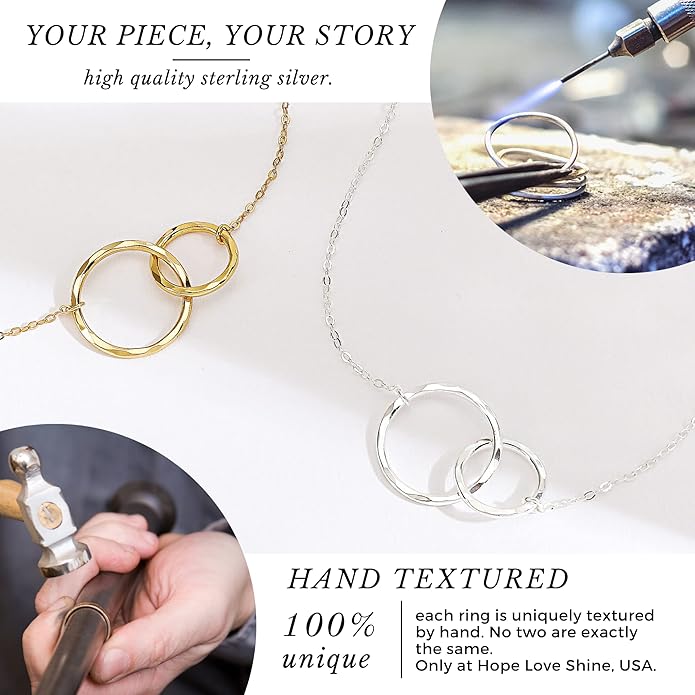 HOPE LOVE SHINE Best Friend Gift for Women - Meaningful BFF Friendship Necklace, Jewelry 16+2", 14k Gold Plated Sterling Silver