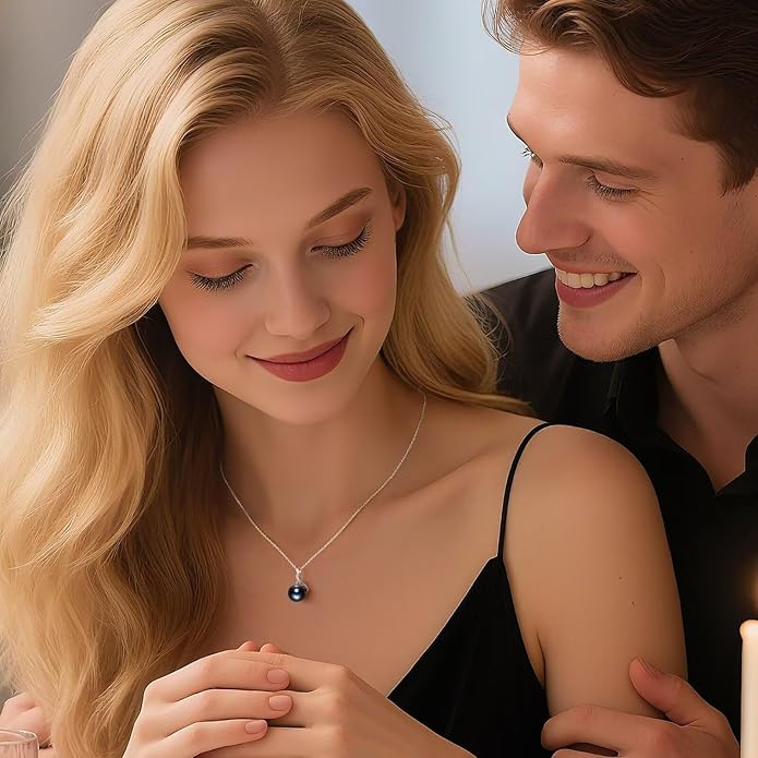 Iefil Valentines Day Gifts for Her - 925 Sterling Silver 10-11mm Freshwater Pearl Necklace, Anniversary Birthday Gifts for Women Wife Girlfriend