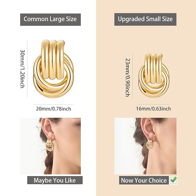 Knot Link Statement Earrings for Women, Drop Dangle Geometric Knot Earrings, Women's Jewelry-M Size