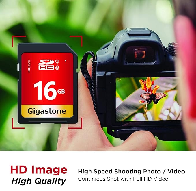 GIGASTONE 16GB SD Card 20-Pack UHS-I U1 Class 10 SDHC Memory Card High Speed Full HD Video Compatible with Canon Digital Camera, SPYPOINT TACTACAM WOSPORTS Trail Camera, with 20 Mini Cases