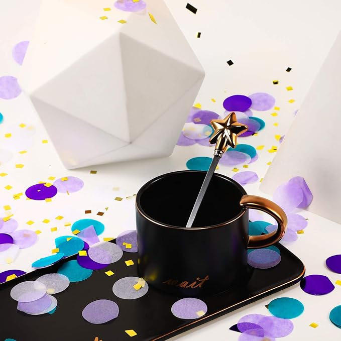 TecUnite Round Tissue Paper Table Confetti Dots for Wedding Birthday Party Decoration, 1.76 oz(Purple Teal Confetti,2.5 cm)