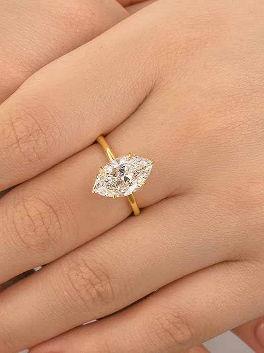 3.5CT Marquise Cut Engagement Ring, AAAAA Grade Cubic Zirconia Promise Ring for Women, S925 Silver Bridal Wedding Jewelry