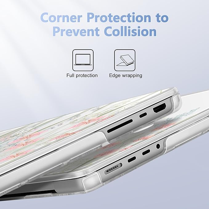 for MacBook Pro 16 inch Case 2021 2022 2023 2024 Release A3186 A3403 M4 A2991 M3 A2780 M2 A2485 M1 Pro/Max, Hard Shell Case with Screen Protector & Keyboard Cover, Floral C322