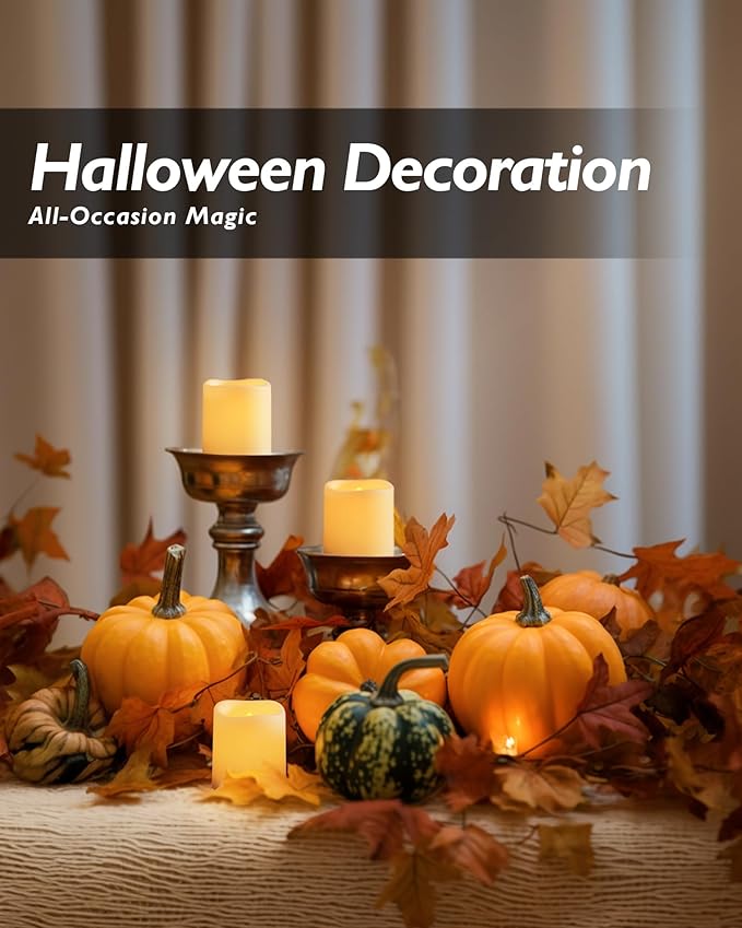 Homemory Flickering Flameless LED Tealight Candles, 12PCS Battery Operated, Realistic Electric for Easter, Wedding, Table