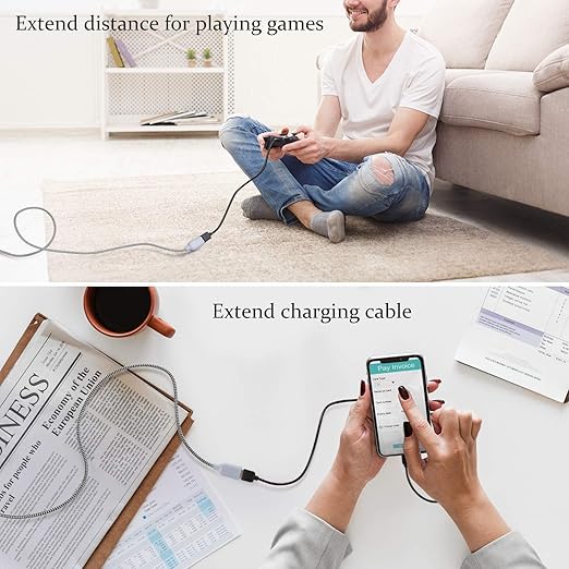 OKRAY White USB Extension Cable, 2-Pack 6FT Nylon Braided USB 2.0 Extension Cable - Type A Male to A Female Extender Cord with Gold-Plated Connector for USB Flash Drive, Keyboard, Printer, Webcam
