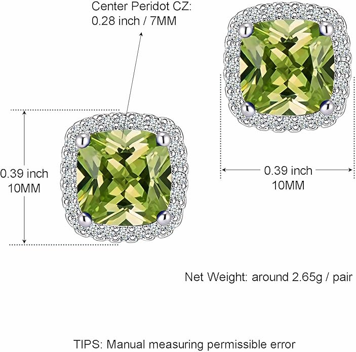 YOMELA Cubic Zirconia Earrings Studs, Halo CZ Birthstone Simulated Diamond Stud Earrings for Women