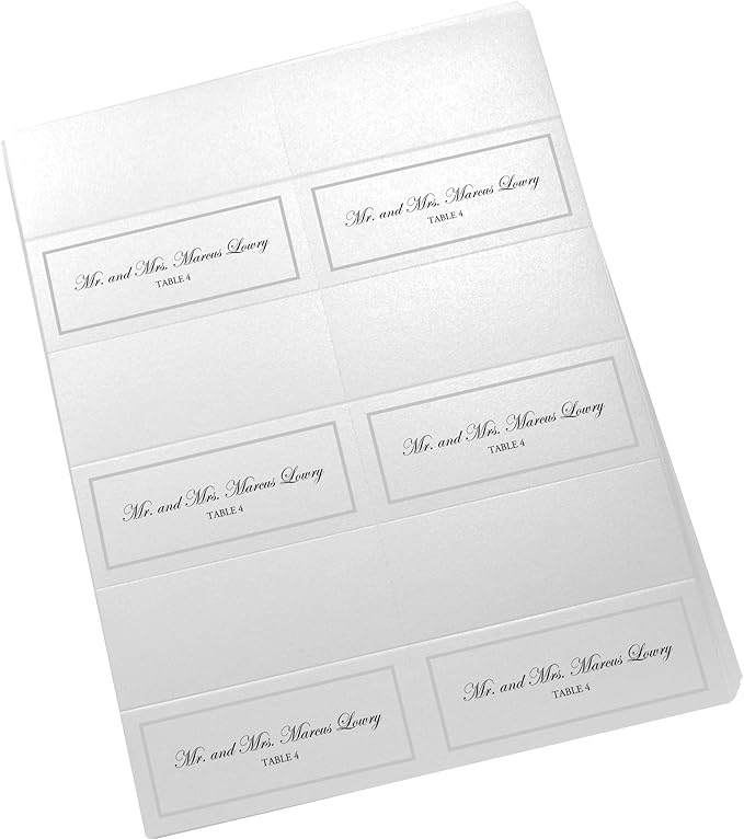 Single Line Border Printable Place Cards, Silver (Choose Color), Set of 60 (10 Sheets), Laser & Inkjet Printers - Wedding, Party, Dinner, and Special Events - Made in the USA
