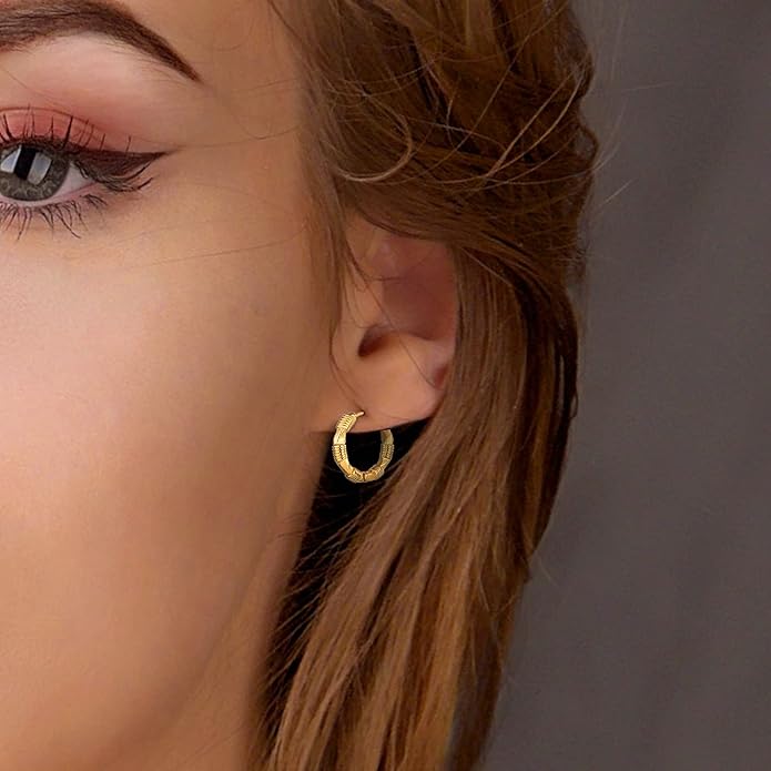 6 Pairs 14K Gold Plated Hoop Earrings for Women Lightweight Chunky Hoop Earrings Multipack Hypoallergenic, Thick Open Twisted Huggie Hoops Earring Set Jewelry for Gifts.