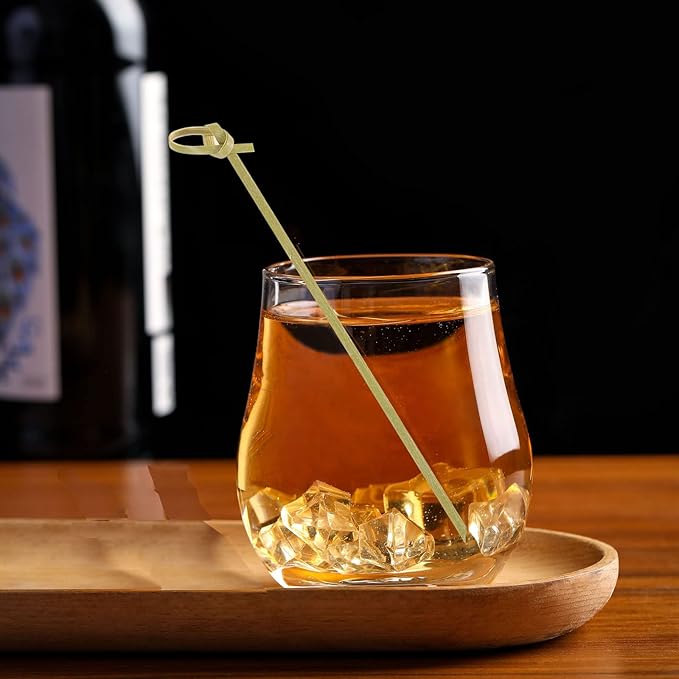 Bamboo Knotted Cocktail Picks 6 Inch, 100 Pack Toothpicks Skewers with Looped Knot for Appetizers, Mini Food Sticks Fancy Tooth Picks for Party Drinks Fruit Charcuterie Cocktail Garnish Accessories