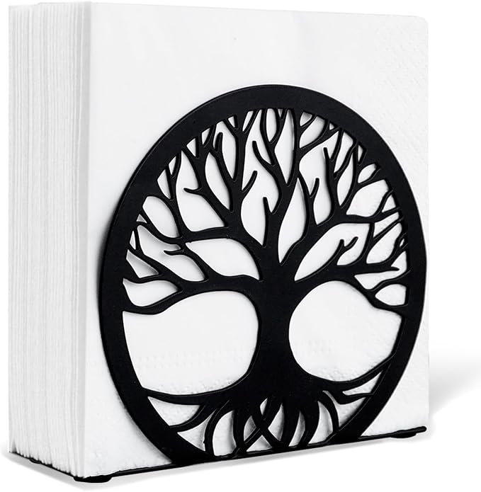 Napkin Holder for Table, Standing Napkin Dispenser Outdoor Farmhouse Black Cocktail Napkin Holders for Kitchen Coffee Shop Dining Room (4.7"x 1.6"x 4")