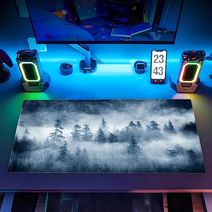 Forest Nature Scenery Mountain Desk Pad Extra Large 31.5"x15.7" Gaming Mouse Pad XL Keyboard Mat for Office Laptop Computer Desk Decor