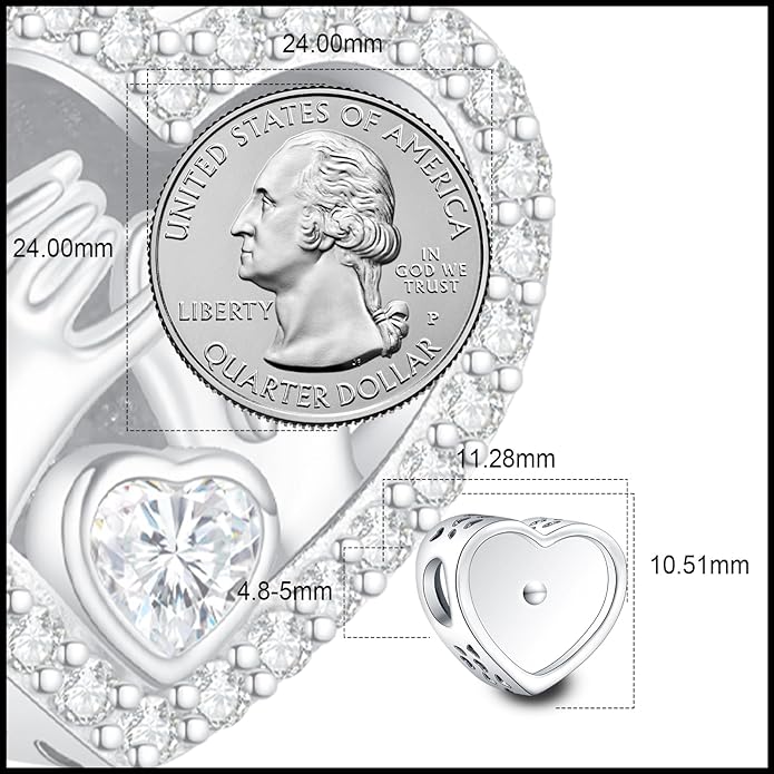 Annmors Personalized Photo Charm for Bracelet Necklaces,925 Sterling Silver Charm Love Heart Shaped Engraved Customize Picture Gift for Birthday Mother's Day Christmas,Bead Charms Jewelry for Women