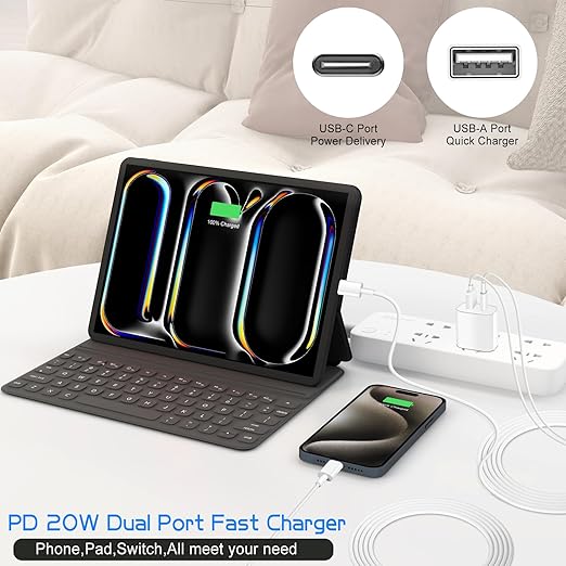 Dual Port A/C Charger for iPhone 16 15,Double A/C iPhone 16 15 Charger Fast Charging Block,2Pack Quick USB C Wall Chargers Adapter,10FT USB C Cable for iPhone 16/16 ProMax/16e/15 Plus/15 Pro,iPad Pro
