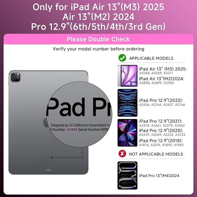 Transparent Case with Keyboard for iPad Air 13 Inch (M3/M2, 2025/2024), iPad Pro 12.9 Inch (6/5/4/3 Gen),7-Color Backlit,Magic Wireless Keyboard, 360°Rotating,with trackpad,Pencil Holder,Pink