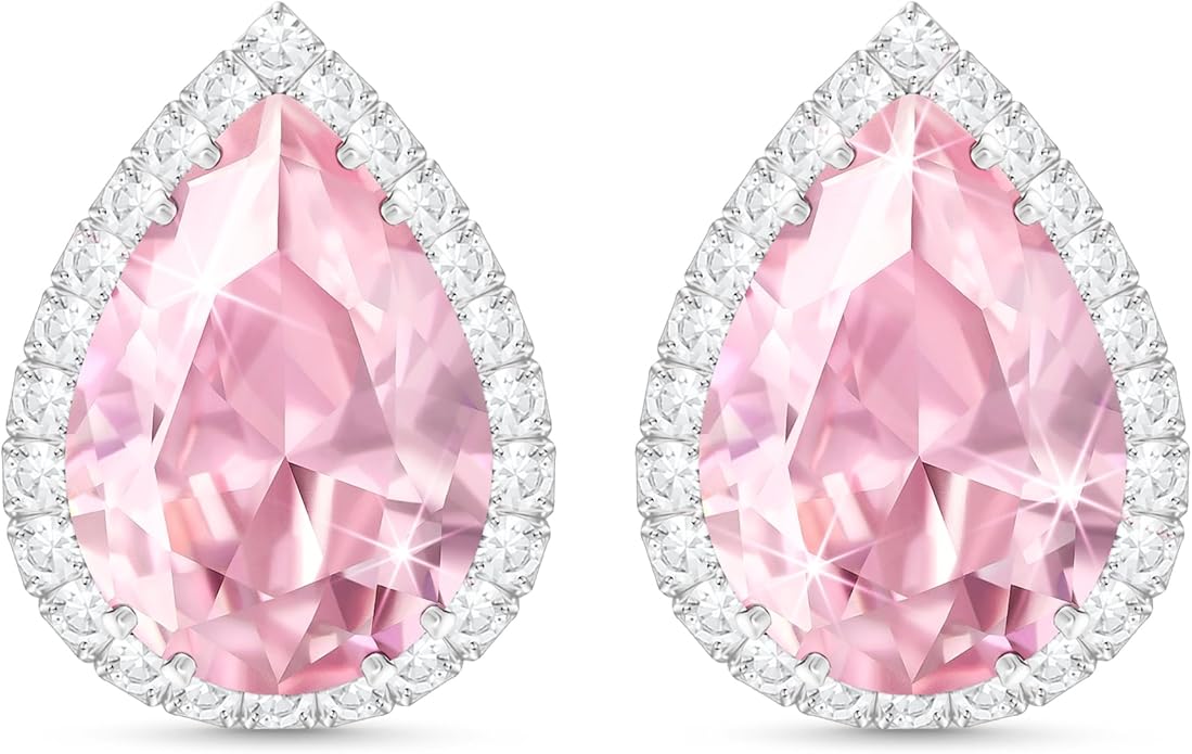 Linawe Women Stud Earrings, Teardrop Diamond Moissanite Cubic Zirconia Earrings Studs Rhinestone Jewelry Gold/Silver/Rose Gold