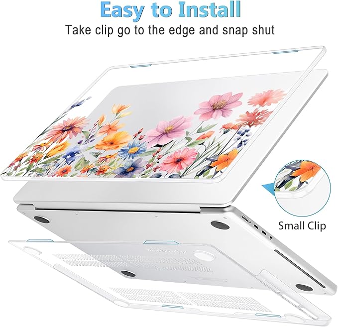 Mektron Case for MacBook Pro 16" M4 A3403 A3186 M3 A2991 M2 A2780 M1 A2485 (2021/2023/2024) Pro/Max with Touch ID, Hard Shell Plastic Laptop Cover Keyboard Cover Screen Protector, Floral P165