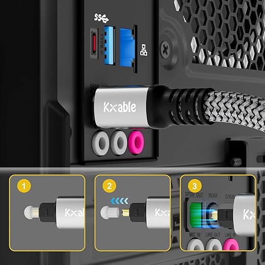 Optical Audio Cable 30 FT, Digital Audio Cable, Toslink Fiber Optic Cord, [Nylon Braided, Slim Aluminum Shell, Gold Plated Connector], for Home Theater, Sound Bar, PS4, Xbox, TV and More