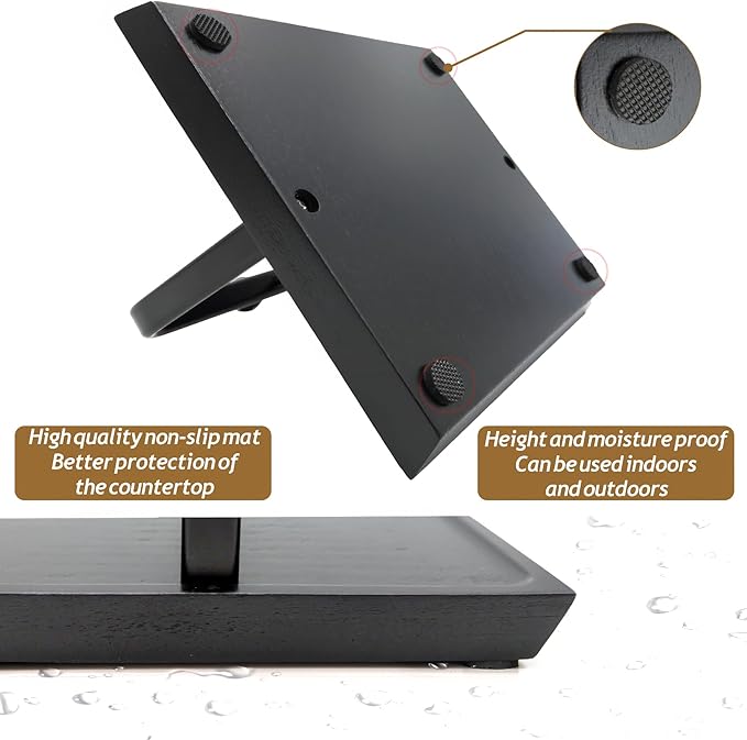 ALLCENER Napkin Holder for Table with Weighted Arm | Black Modern Flat Napkin Holder | Matte Metal & Wood Design for Kitchen Counter, Dining, and Outdoor Patio