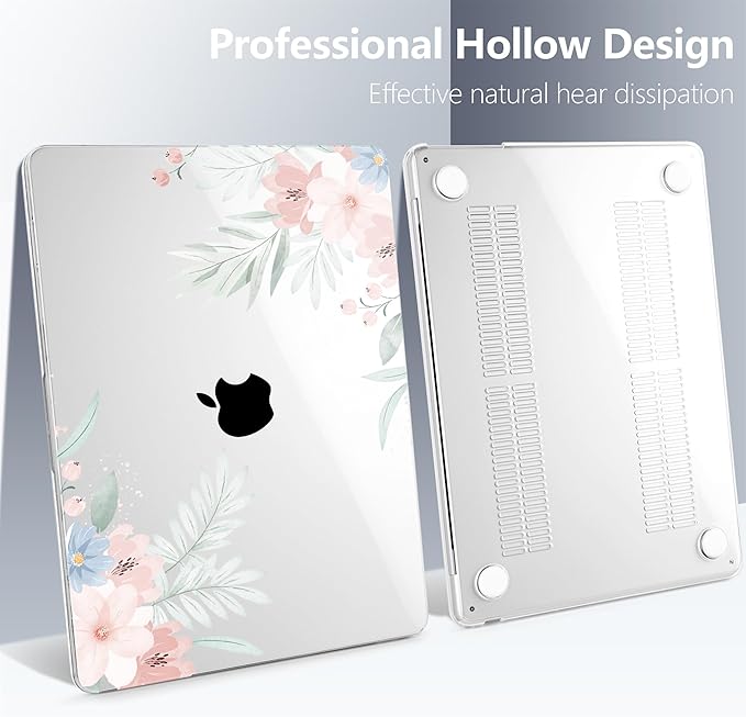 Batianda Premium Case for New MacBook Air 15 inch 2025 M4 2024 2023 with M3 M2 Chip Model A3114 A2941, Designed Protective Plastic Hardshell & Keyboard Cover & Screen Protector, Watercolor Floral