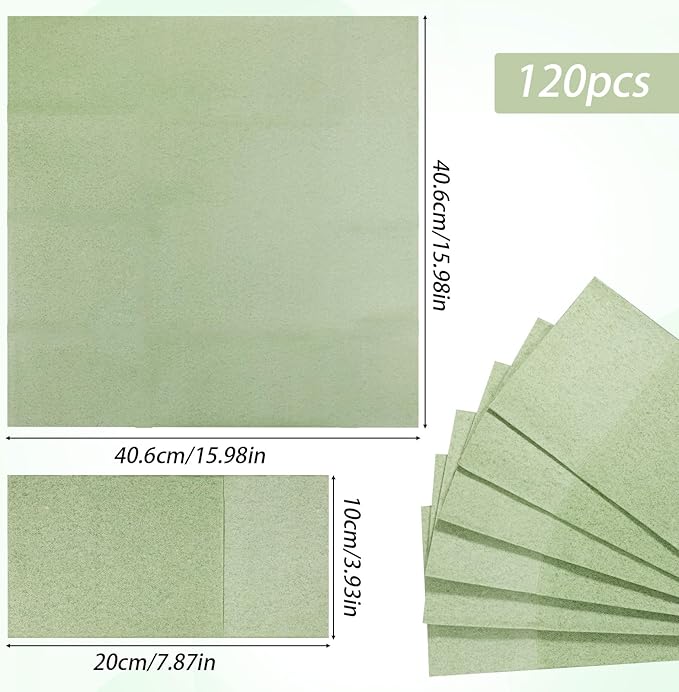 120 Pcs Sage Green Linen Feel Napkins with Pocket, 2 Ply Sage Green Wedding Napkins, Decorative Dinner Napkin Paper, Prefolded Paper Disposable Airlaid Guest Hand Towel (16 x 16 inch)