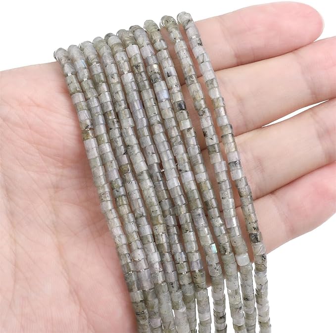 Natural Spectrolite Spacer Beads Caps Flat Round Loose Beads for Beading Jewelry Making 3mmx2mm 38cm