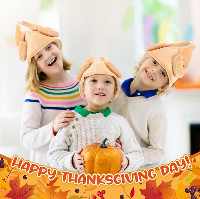 Hanaive 10 Pieces Thanksgiving Turkey Hats Bulk for Adults Turkey Costume for Dress-up Party Plush Turkey Hat Party Supplies
