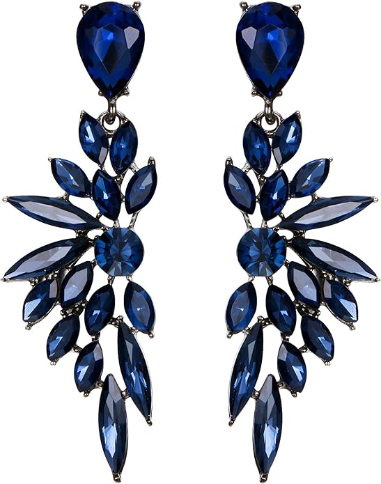 BriLove Women's Wedding Bridal Crystal Teardrop Multi Marquise Cluster Bling Dangle Earrings