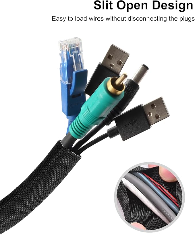 Secbolt Cord Protectors from Pets No Chew, 25ft - 3/8 inch Ultra Durable Cord Covers for Pets, Bite-Resistant Cable and Wire Protector for Cats, Dogs, Rabbits - Black
