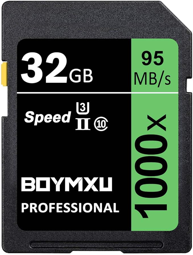 32GB Memory Card U3, BOYMXU Professional 1000 x Class 10 Card U3 Memory Card Compatible Computer Cameras and Camcorders, Camera Memory Card Up to 95MB/s, Green/Black