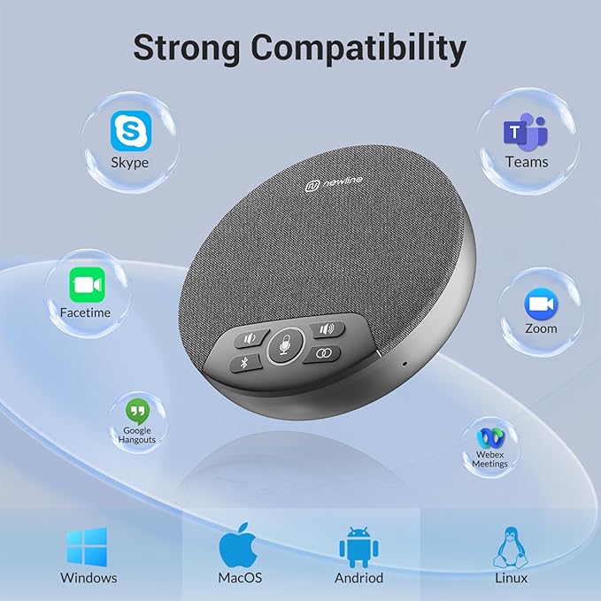 N newline Conference Speaker and Microphone, 4 AI Mics 360° Voice Pickup, Plug & Play, Bluetooth Speakerphone w/dongle, Wireless Daisy Chaining, Noise Reduction, for Meeting, Home Office, NewPie 91
