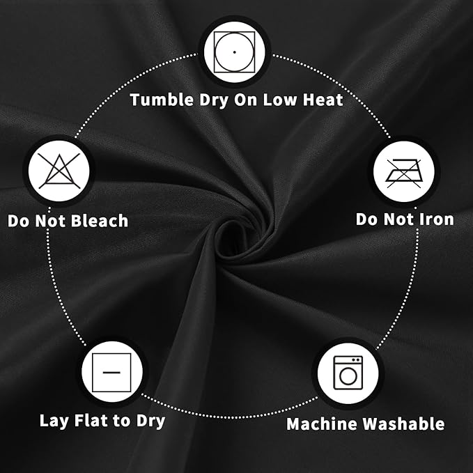 PureFit 10 Pack Round Black Table Cloths 90 Inch for Round Tables, Stain and Wrinkle Resistant Table Linens for Home Use, Wedding, Party, Banquet and Camping