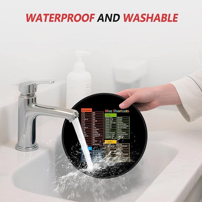ITNRSIIET Mouse Pad Non-Slip Rubber Base Smooth Surface Stitched Edges Waterproof Durable Compatible with All Mice for Office & Gaming, Desk Accessory, Diameter 8.7 inch, MacShortcuts