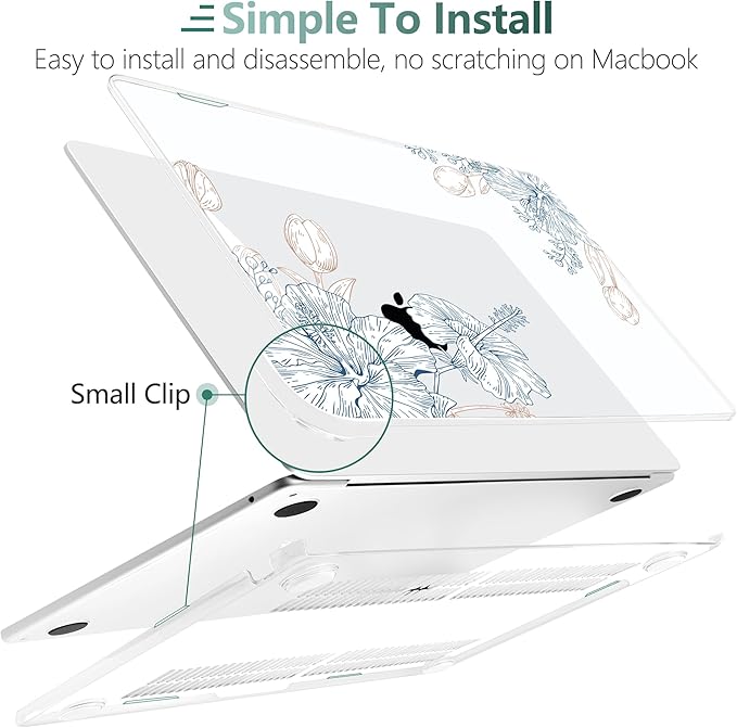 TWOLSKOO Compatible with M4 MacBook Air 13.6 inch Case 2025-2022 Release M4 A3240 M3 A3113 M2 A2681, Plastic Hard Shell & Keyboard Cover & Type C Adapter & Screen Protector, Engraved Sketch2