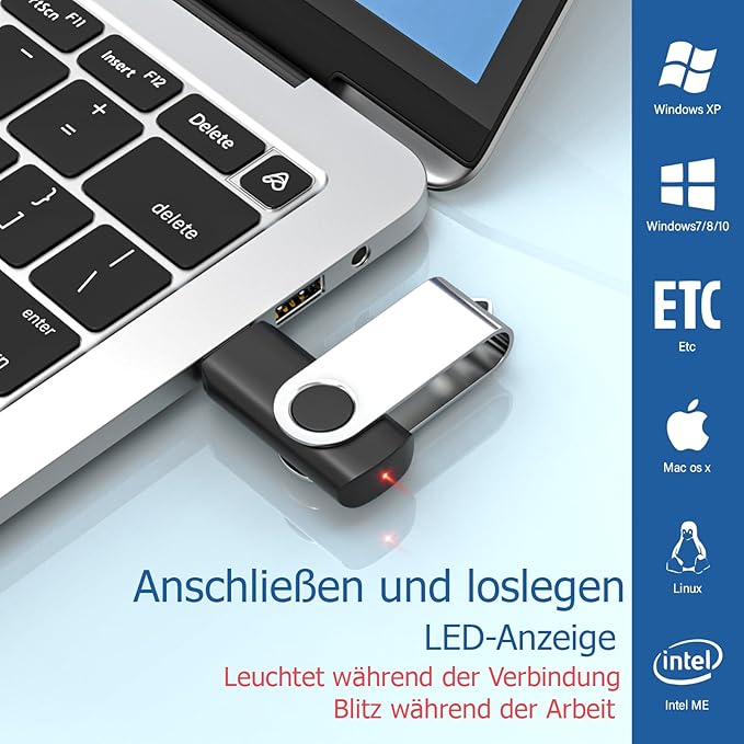 Flash Drives 64GB 10 Pack, Wooolken USB 2.0 Thumb Drives with Keychains Memory Stick USB Drive Pendrive for PC Laptop Computer (Mixcolors)