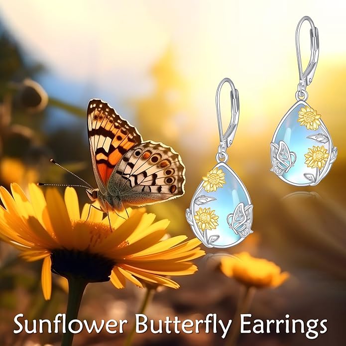 VONALA Flower Earrings for Women 925 Sterling Silver Rose/Lotus/Scottish Thistle/Tulip/Lilac/Mushroom/Pineapple Dangle Drop Earrings Flower Jewelry Gifts for Women Girls Birthday Gifts
