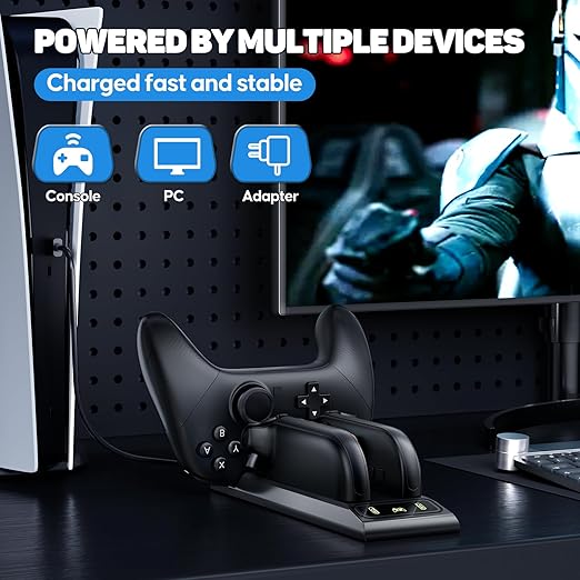 3 in 1 Controller Charger for Nintendo Switch 2 JoyCon/Pro, Charging Dock with Type-C Port and LED Charging Indicator, 2.5H Fast Charging Space-Saving Storage Stand for Switch 2 Accessories