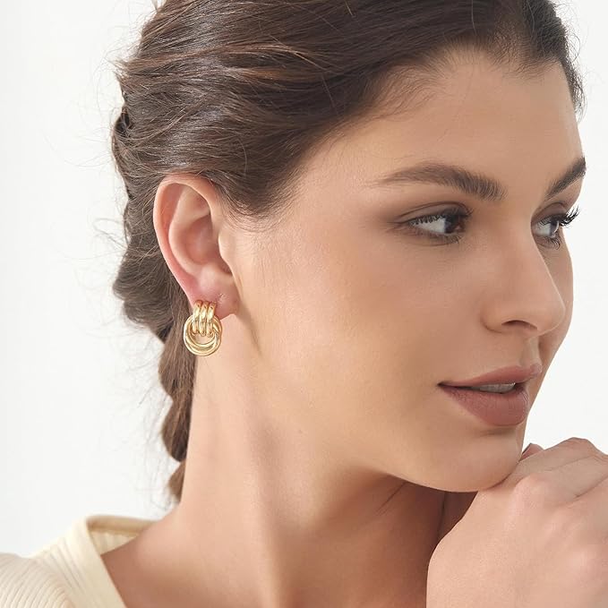 Knot Earrings for Women Chunky Statement Earrings Geometric Drop Dangle Trendy Studs Earring_M Size