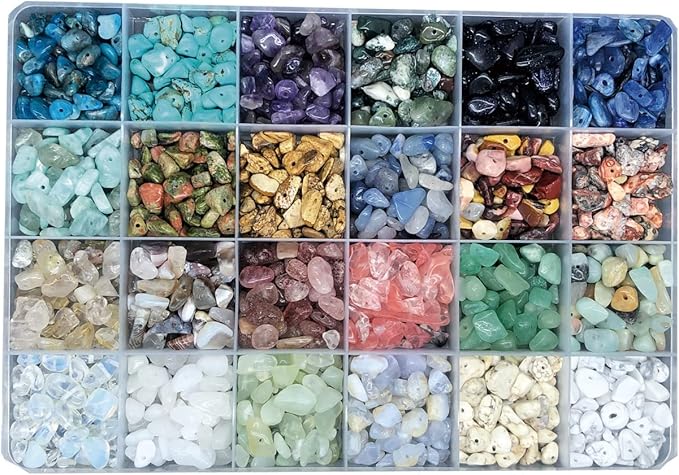 Gemstone Beads Natural Irregular Shaped Stone Chips Crystal Energy Healing Power for Jewelry Making(24 Materials-1)