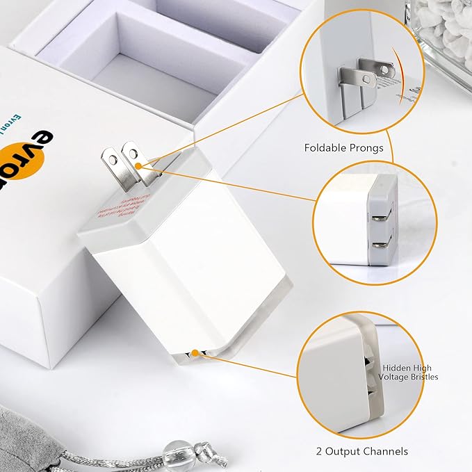 evron Plug-In Air Ionizer for Home & Travel, 20 Million Negative Ions/sec, Compact & Foldable Prongs, No Filter Needed, Quiet Odor Eliminator for Room, Pet, Bathroom, Hotel (Blue light 1 Pack)