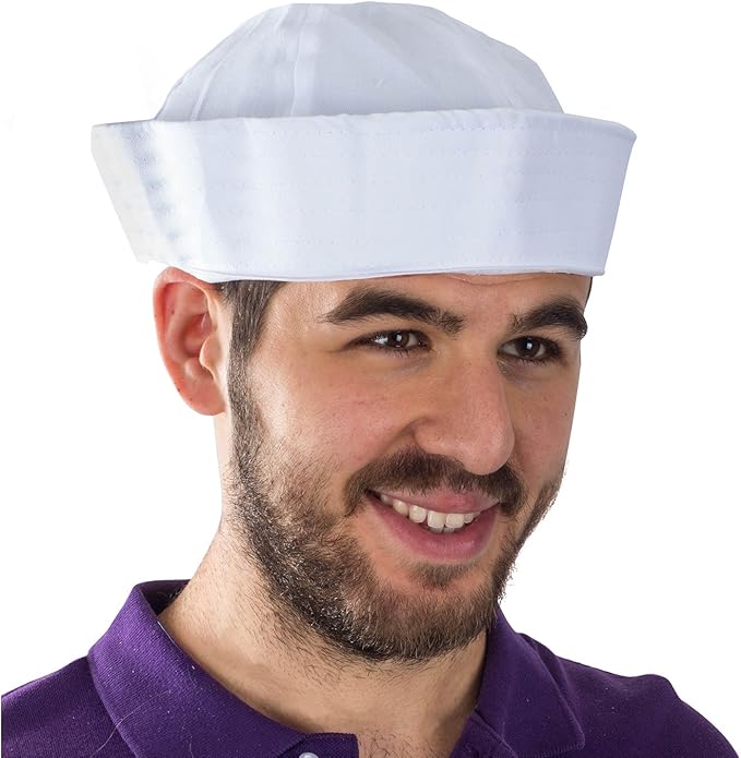 Funny Party Hats White Sailor Cap - Nautical Yacht Hat - Gob Hat - Costume