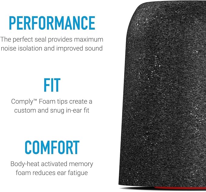 Comply P-Series | Memory Foam Replacement Ear Tips Designed for Etymotic, NuForce, ISOtunes PRO, Q-Jays, & More | Superior Noise Isolation, Ultimate Comfort, Secure Fit | Black (S/M/L) (3 Pairs)