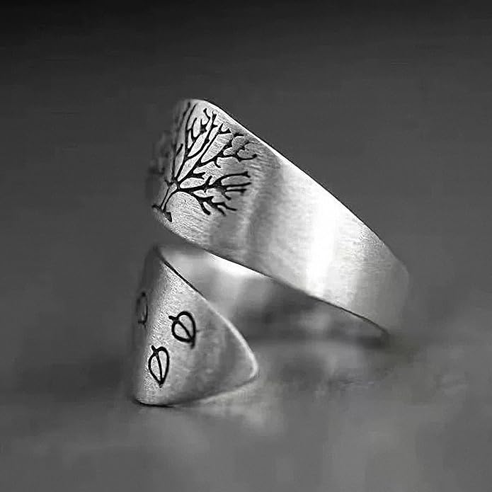 Women Tree of Life Lucky Flower Wide Band Ring Gold Pink Opal Green Enamel Resin Plated Dainty Tree Rhinestone Statement Thumb Index Full Finger Chunky Ring Party Crystal Vintage Jewelry