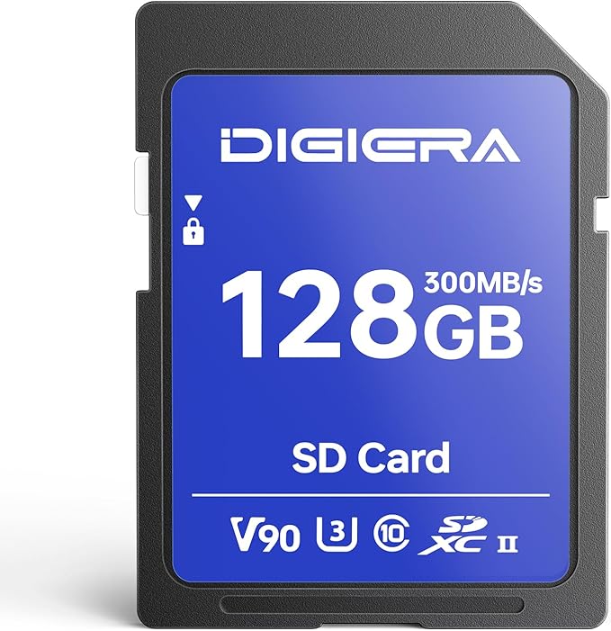 128GB LSU200 SDXC UHS-II Memory Card - up to 300MB/s, C10, U3, V90, 8K, SD Card for Computers, Digital Cameras, Home Theatre Devices, Car Navigation Systems (1 Pack)