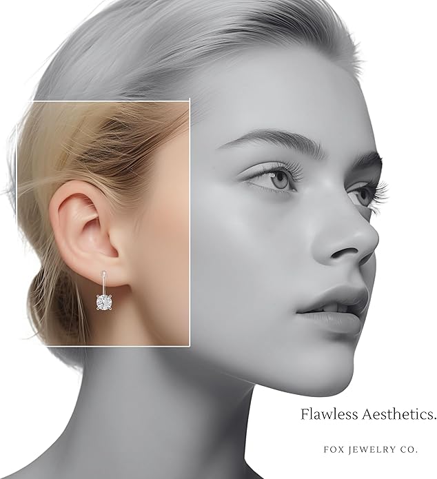 14K White Gold Moissanite Earrings Men & Women, Solid Gold Simulated Diamond and Lab Diamonds Studs for Men & Women, 1ct - 2ct Round, Princess, Heart, Halo Cut, Dangle, Lever or Screw Back Earrings, VVS1, D Color, Pink or Blue - Luxury Gift Box