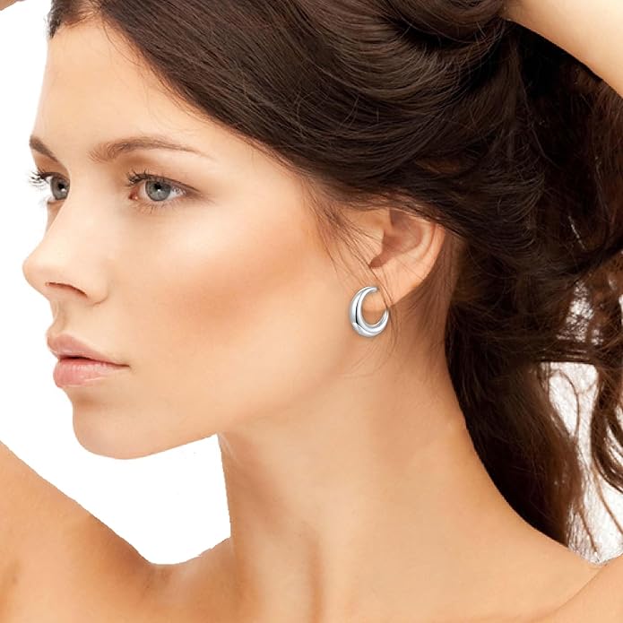Lightweight Teardrop Hoop Earrings for Women 18k White Gold/Gold Plated Large Oval Hoop Earrings High Polished Statement Hoop Earrings Jewelry Gifts