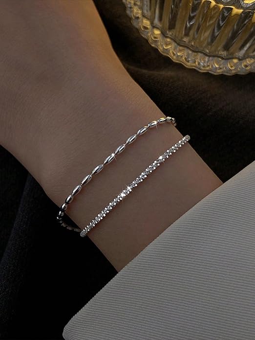 Hand Chain Bracelet for Women: Dainty 14k Gold Silver Plated Ring Chain Bracelets for Women Trendy Jewelry for Wedding Prom Birthday Gifts for Women